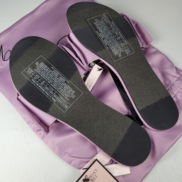 NWT Victoria's Secret Embellished Satin Bow Slide Pearl-Heart Lavander M (8-845) - Picture 10 of 10